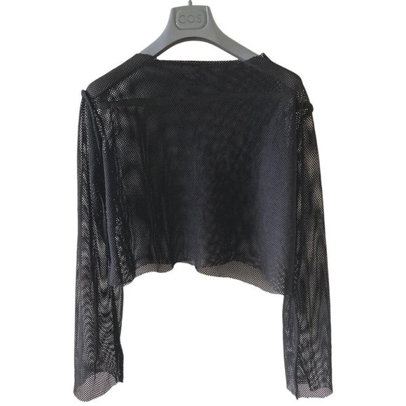 boxy black mesh fishnet sweater jumper size M - Picture 3 of 4